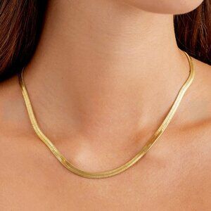 NWT Classic Herringbone Chain 18K Yellow Gold Plated 4mm Minimalist Timeless